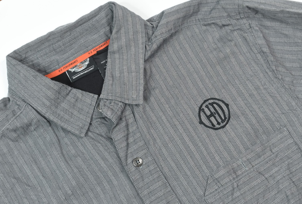 Harley Davidson Performance Vented Textured Shirt Mens XL Gray Short Sleeve